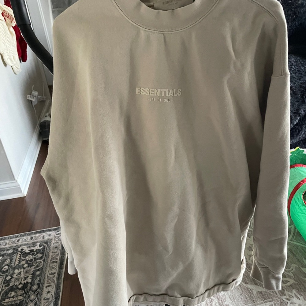 Essentials Men's Beige Crewneck Sweater